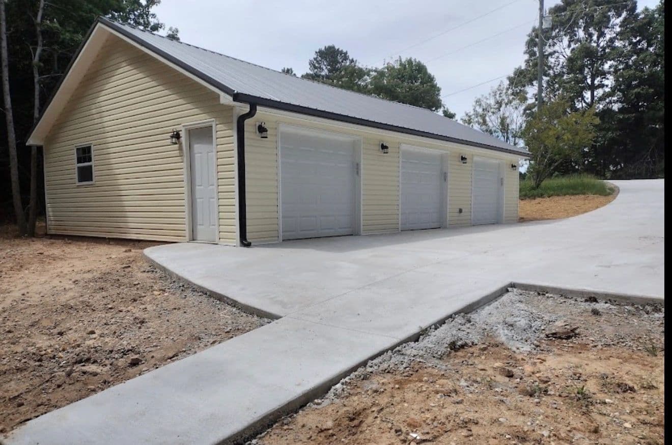 Detached garage & concrete